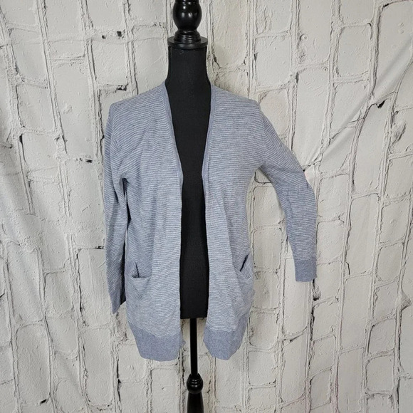 Madewell Cardigan‎ Womens Blue Textured Ribbed Open Front Boho Sz XXS - Picture 1 of 5